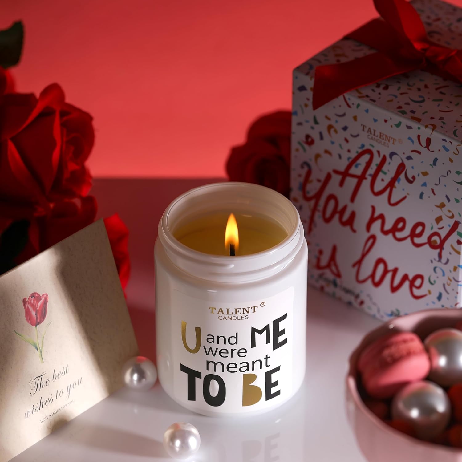 Romantic Scented Valentine Candle - Natural Soy Wax in Jar with Good Vibe Fragrance for Home Decor, Bedroom, Living Room. Heartfelt Message Design, 8.4 oz, 40 Hour Burn Time - Image 5