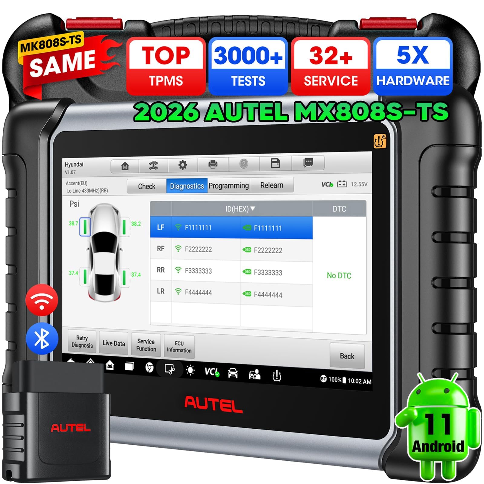 Autel MX808S-TS OBD2 Diagnosegerät: TPMS Programmiergerät, 3K+ Aktiver Test | 2026 Outil TPMS Voiture Gleich wie MaxiCOM MK808S-TS MK900TS, RDKS Programm von MK808BT PRO MK808S MK808TS, 28+ Dienste, OS11