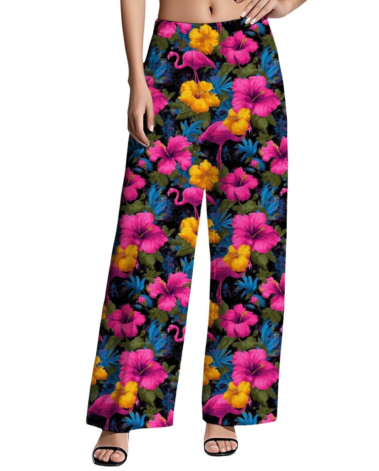 Womens Boho Cotton Linen Blend High Waist Harem Pants Summer Casual Daily Baggy Elastic Waist Palazzo Trousers