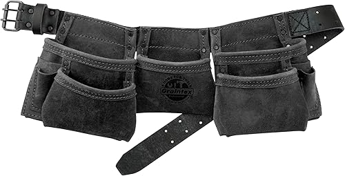 Miniatura 3 de Graintex DS2139 9 bolsillo niños trabajo delantal de trabajo de color rosa cuero de gamuza con 1.12 "cinturón de cuero, 2 soportes de martillo bucles