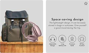 TJ Home Essentials Active Noise Cancellation Bluetooth Over Ear Headphones Leather Wireless Headset Wired Built-in MIC 24H Playtime High Res Audio Travel/Work/Students/Running/Gym((Pink)