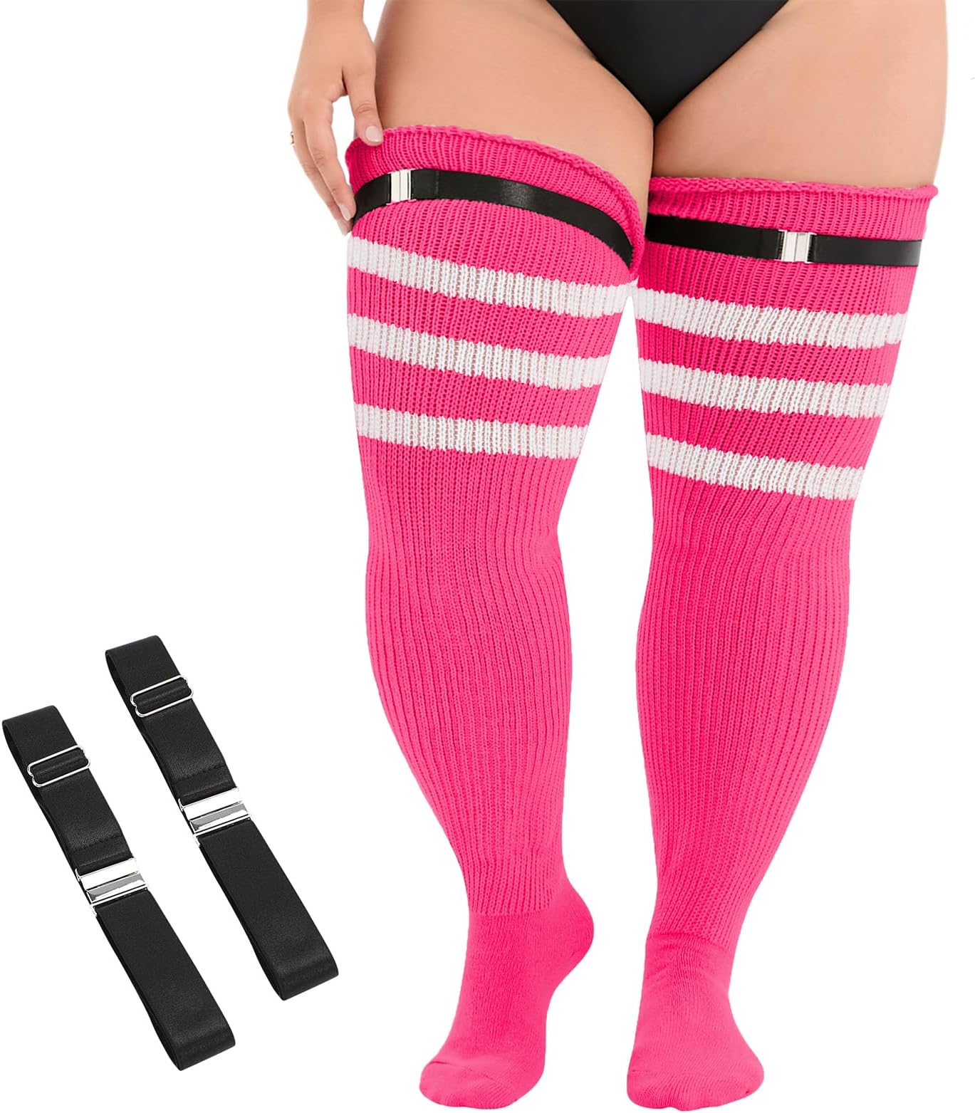 Zando Plus Size Thigh High Socks Extra Long Leg Warmers Over Knee Thick Socks Chunky Knit Thigh High Stockings for Women