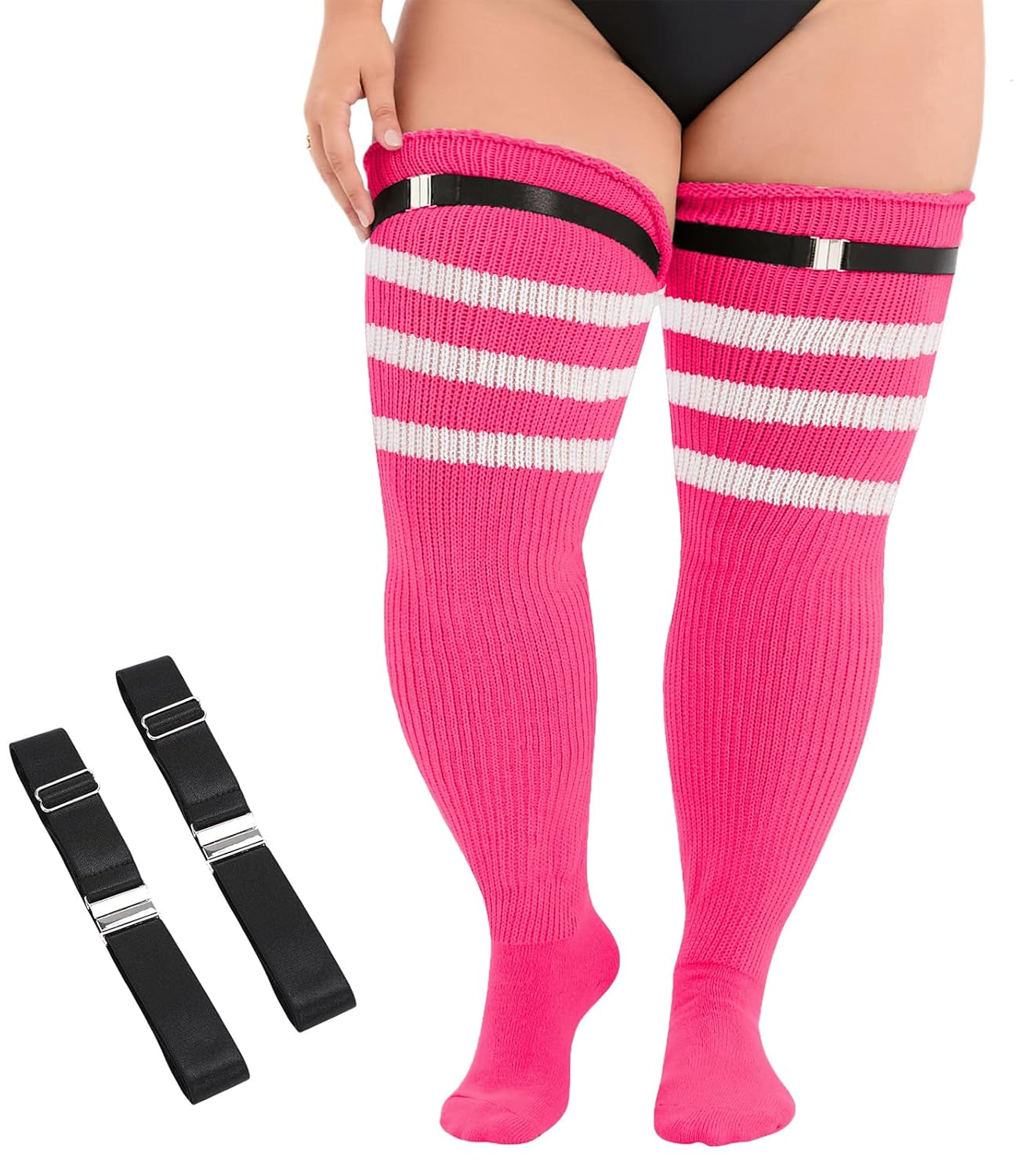 Zando Plus Size Thigh High Socks Extra Long Leg Warmers Over Knee Thick Socks Chunky Knit Thigh High