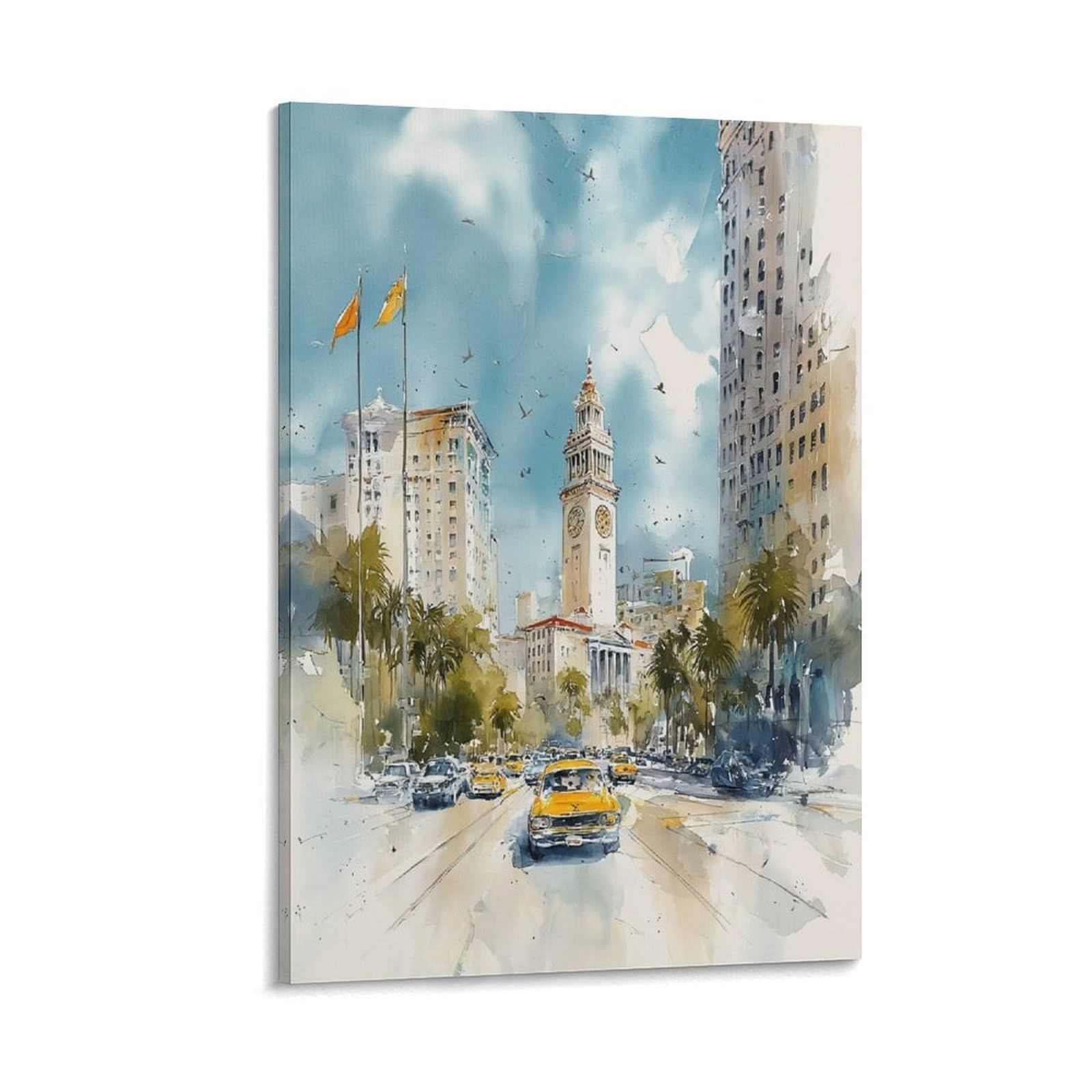 XWYMXZ Costa Rica Watercolor Print San José Cityscape Travel Posters 24x36inch(60x90cm) Vintage Watercolor Canvas Art