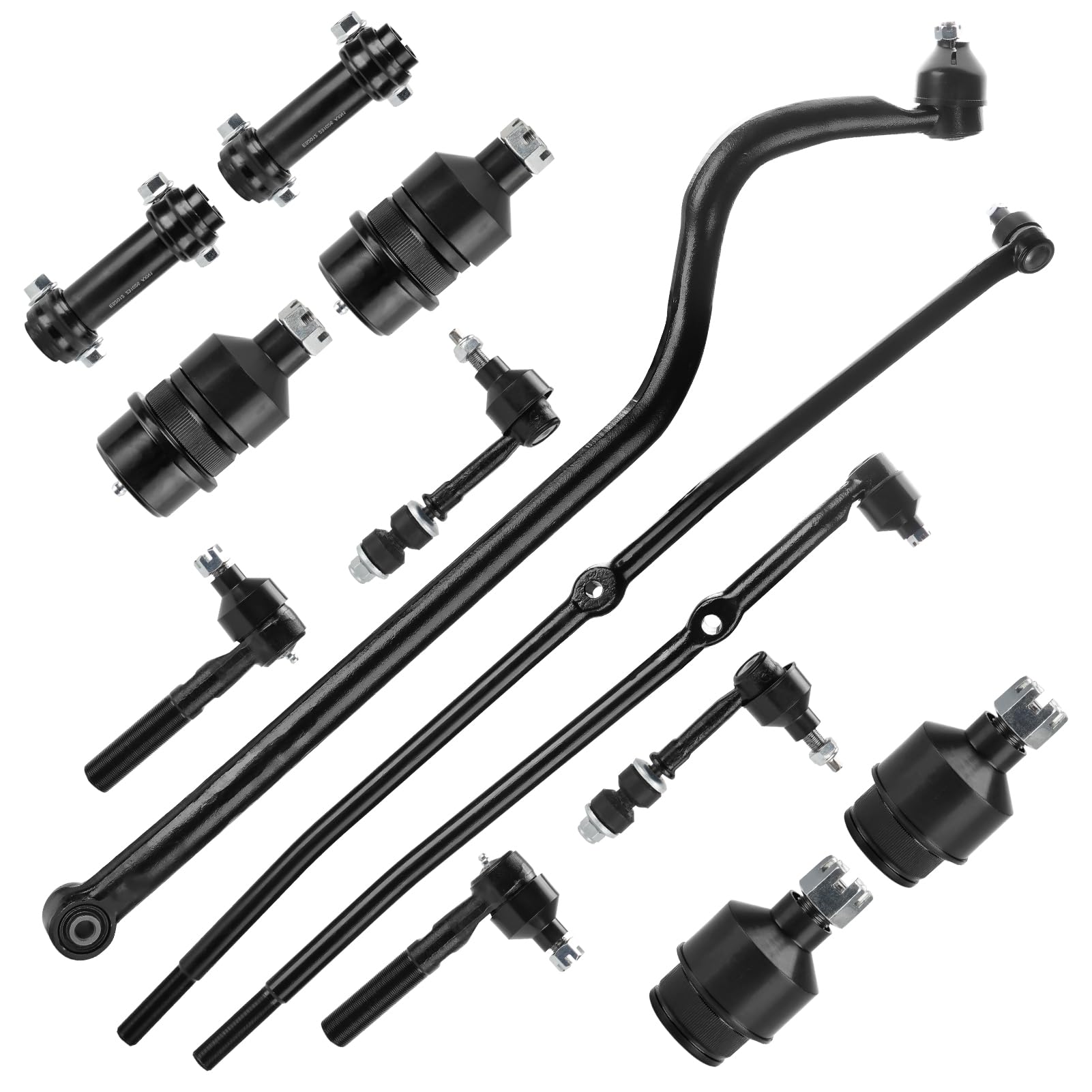 13pcs Front Suspension Kit Parts for Dodge Ram 1500 2000 2001 Only for 4WD with Outer Inner Tie Rod End Lower Upper Ball Joint Track Bar Sway Bar End Link K7401 K3134