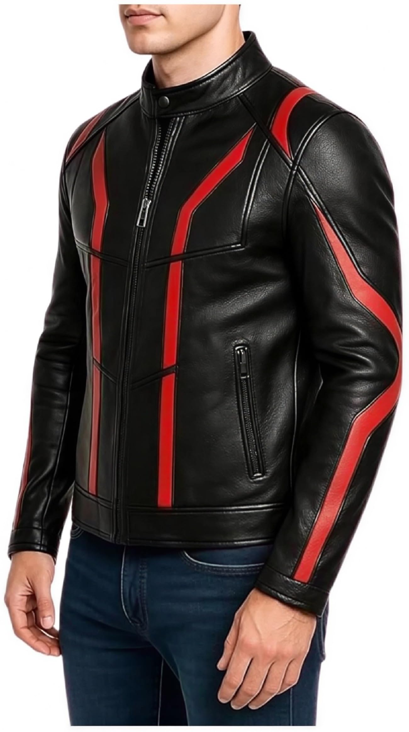 Chaqueta de motociclista de cuero negro para hombre, ropa exterior inspirada en la película futurista