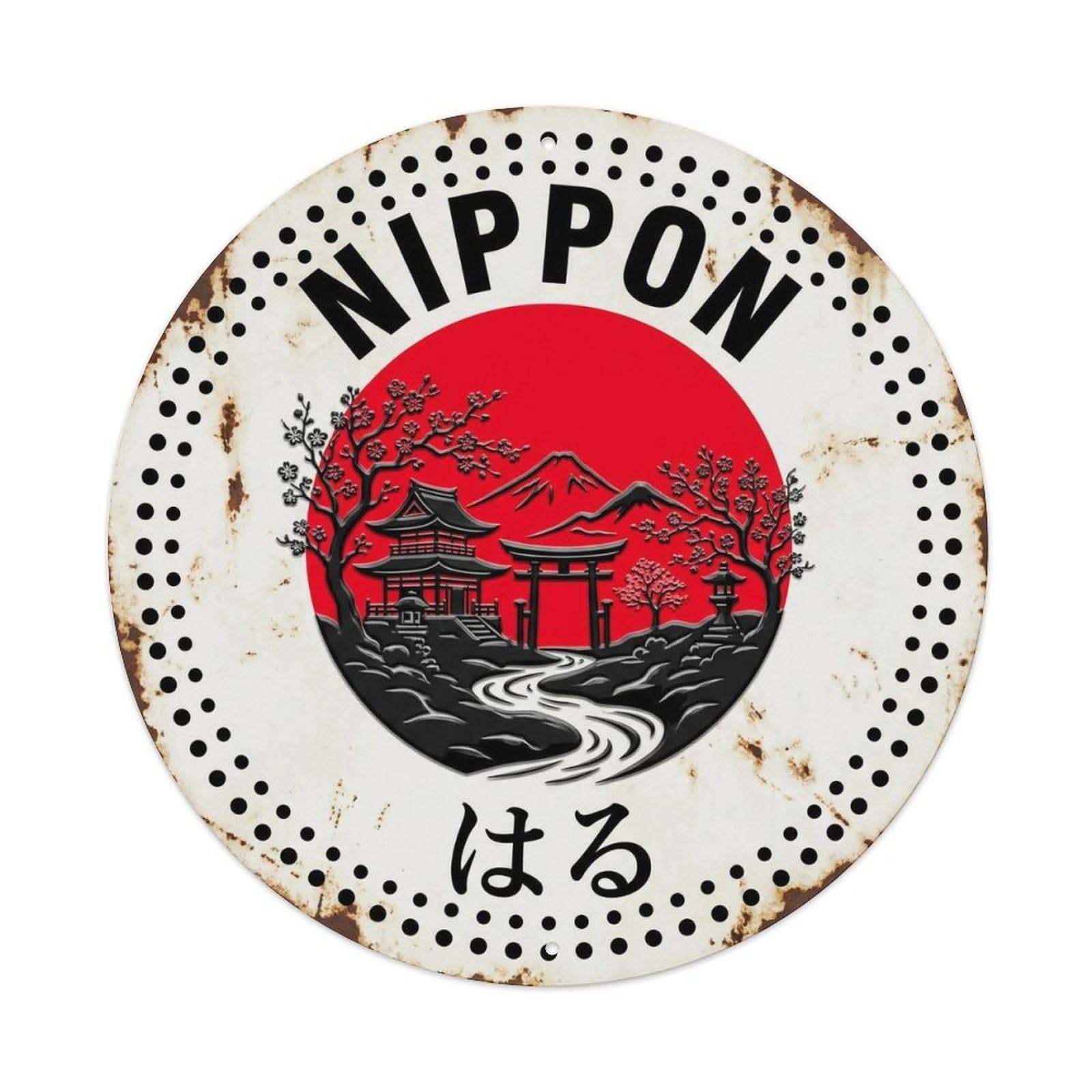 Yrnq 8X8inch Vintage Style Shrine Spring Nippon Sacred Season Vintage Metal Tin Sign