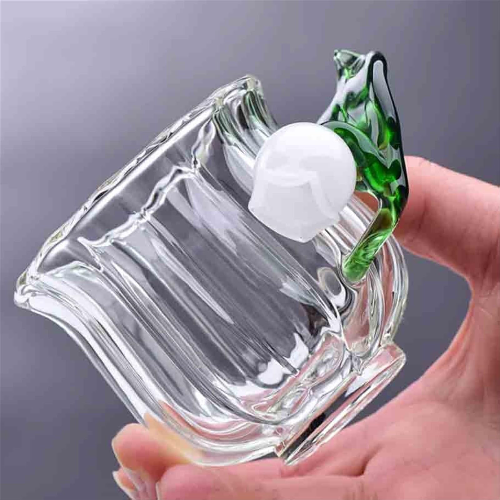 vasos de vidrio Taza de vidrio soplado a mano con asa en forma lirio la válvula, 135 ml. Tazas café/té borosilicato transparente Cristalería de cocina