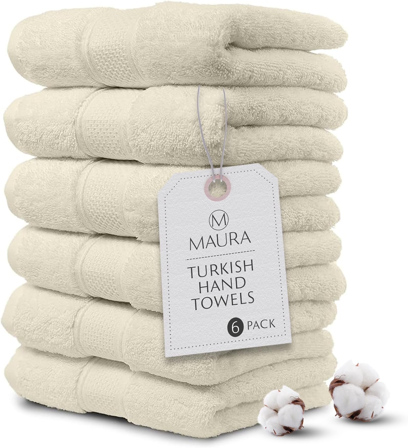 - MAURA Ivory Hand Towels for Bathroom. Luxury Turkish Cotton Bath Hand Towels Set of 6. Ultra-Soft, Thick & Plush - Cream