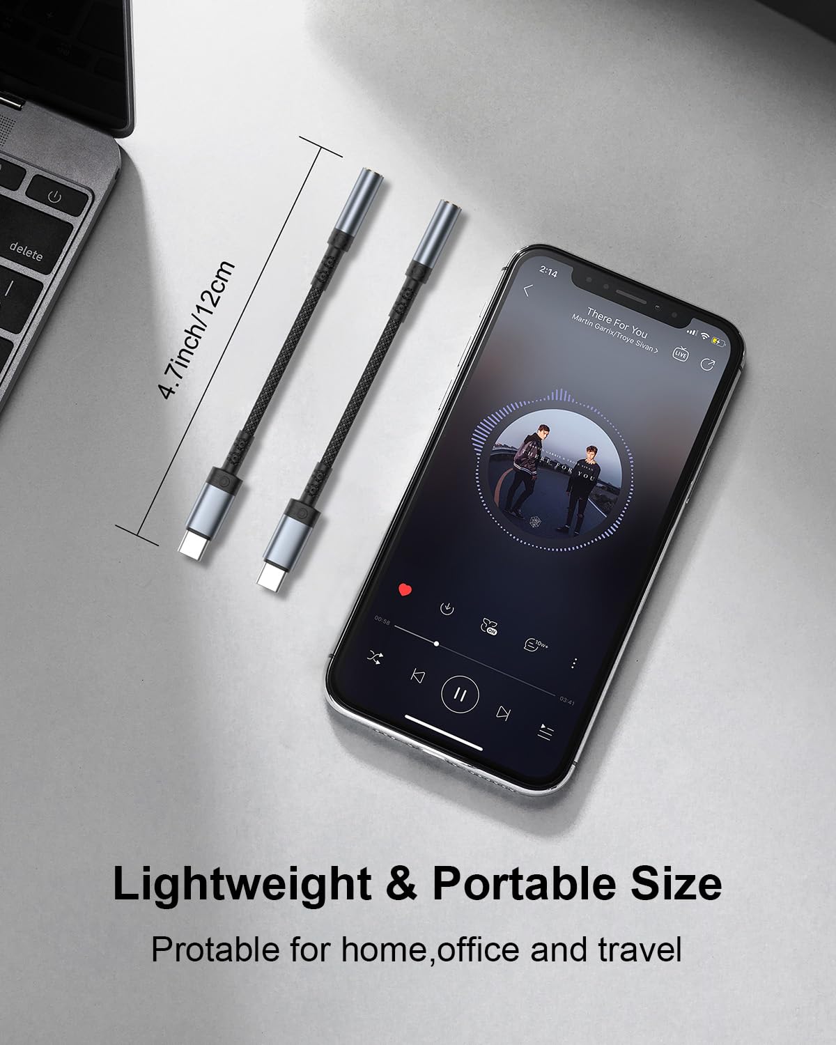 BLITEZZ Adapter USB C do jacka 3,5 mm (0,12 m, 2sztuki),Adapter USB-C do jacka 3,5 mm, adapter słuchawkowy USB C,kabel audio Aux,kompatybilny z iPhone'em 16/15,Galaxy S25 S24 S23 S22/Huawei P60/P50