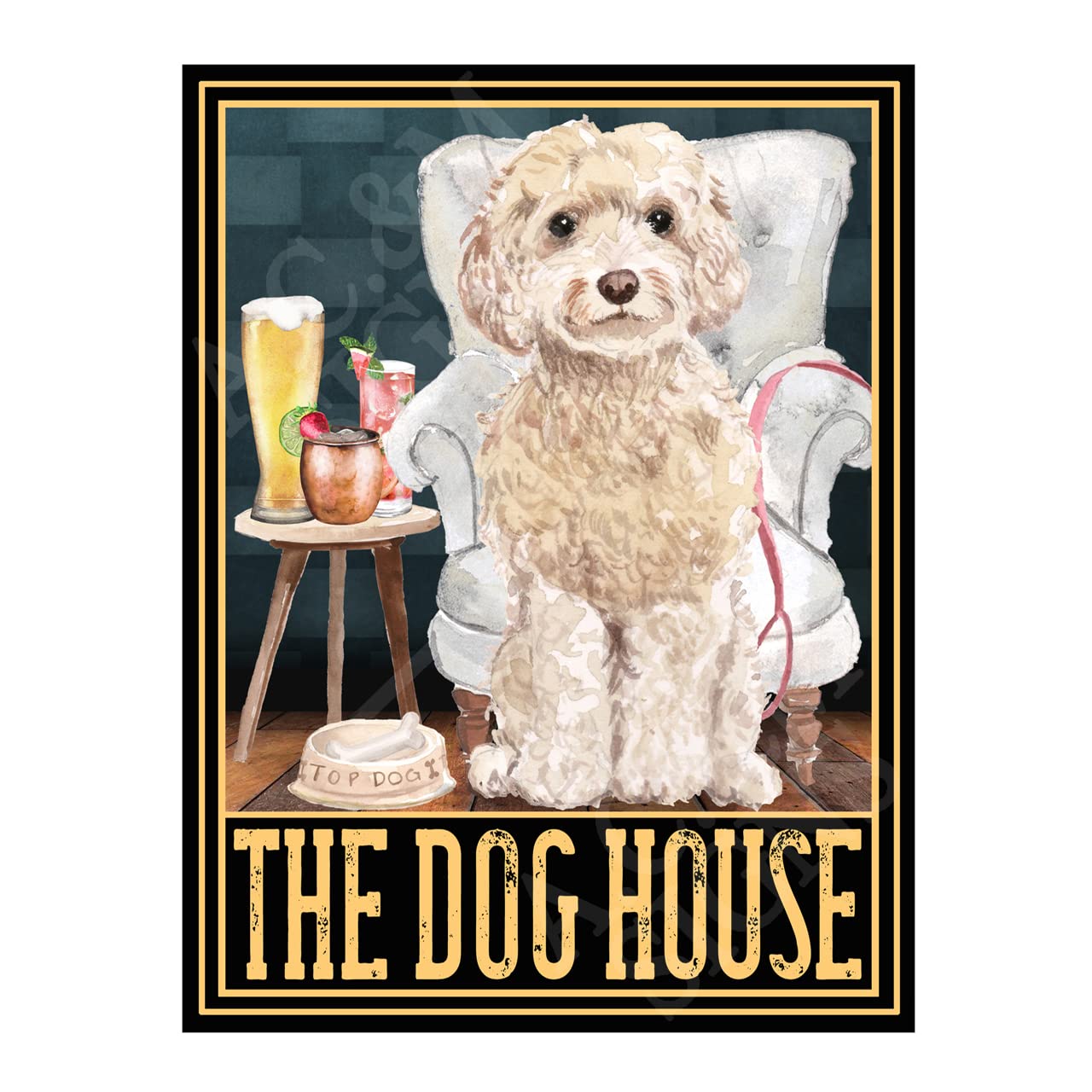 Metal Sign Plaque The Dog House Champagne Cockapoo 10x8in ref8365