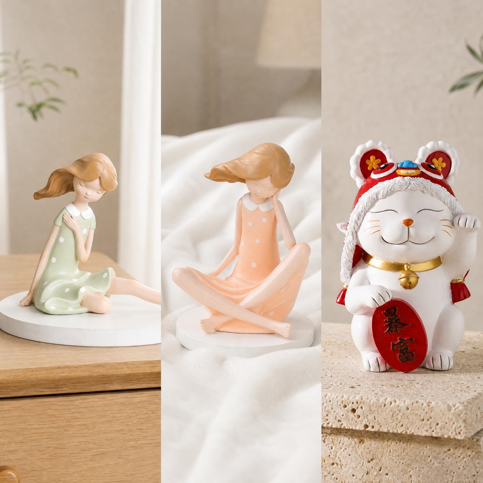 Milageto Figura Resina Sintética Adorno Mesa con talles Pintados Compacto Figura con Volumen Molada para Dormitorio, Oficina, Caja Regalo Sombrero