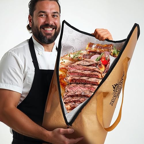 XUDAKAIXIN 21" BBQ Blanket for Resting Meat,[Upgraded Leak-Proof] Insulated Meat Resting Bag,with Wide Mouth Design for Large Brisket,Turkey,Steaks,Pork Shoulders,Gifts for Men/Dad ﻿