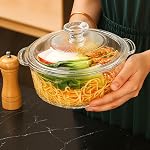 Casserole de verre au four, 2.5 Qt Casseroles avec des lids, verre clair sans plomb cuisson vaisselle Casserolée, four et micro-ondes coffre-fort, adapté pour la marinade, cuisson, cuisson