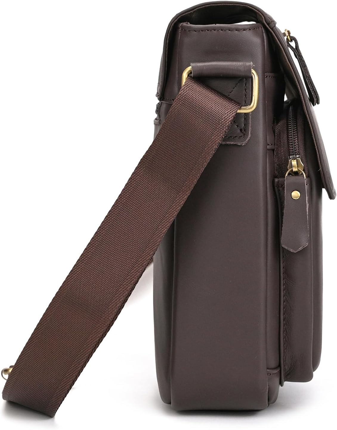 Small Leather Mens Purse Bag, Genuine Leather Messenger and Shoulder Bag for Men Zipper Pockets, Men Satchel Handbag