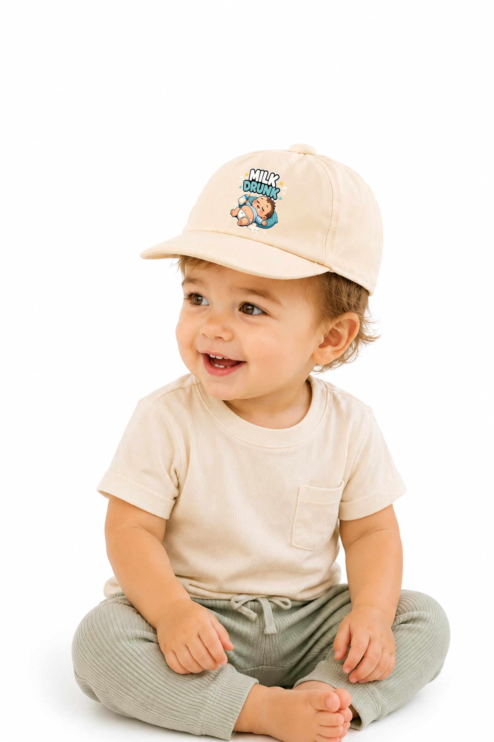 akido Milk Drunk Baby Cap for Toddlers | Cute Cartoon Print Cotton Baseball Cap | Adjustable Summer Sun Hat for Boys & Girls (6-12 Months)-picture-15