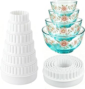12 Pcs Bowl Display Stand for Pyrex Bowls, White Plastic Bowl Stand | for vintage Pyrex Bowls Displaying, Bowl Organization