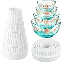 12 Pcs Bowl Display Stand for Pyrex Bowls, White Plastic Bowl Stand for vintage Pyrex Bowls Displaying, Bowl Organization
