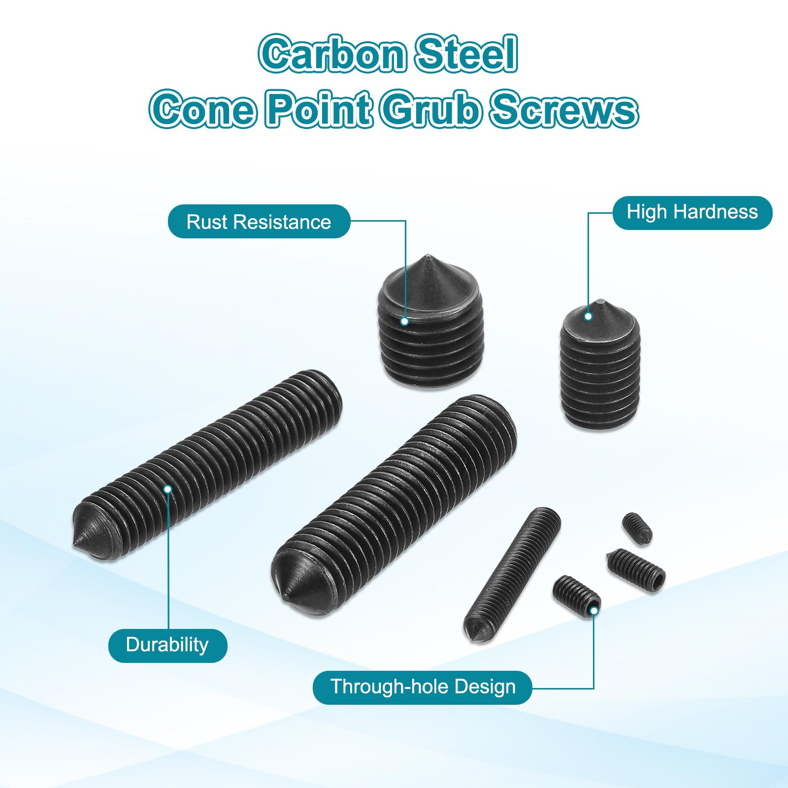 sourcing map 30 Pcs M8x30mm Cone Point Set Screws - Image 4