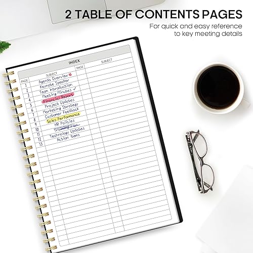 Miniatura 3 de Cuaderno de reuniones para organización del trabajo, cuaderno de trabajo con artículos de acción, agenda para tomar notas, 160 páginas (6.9 x 9.9