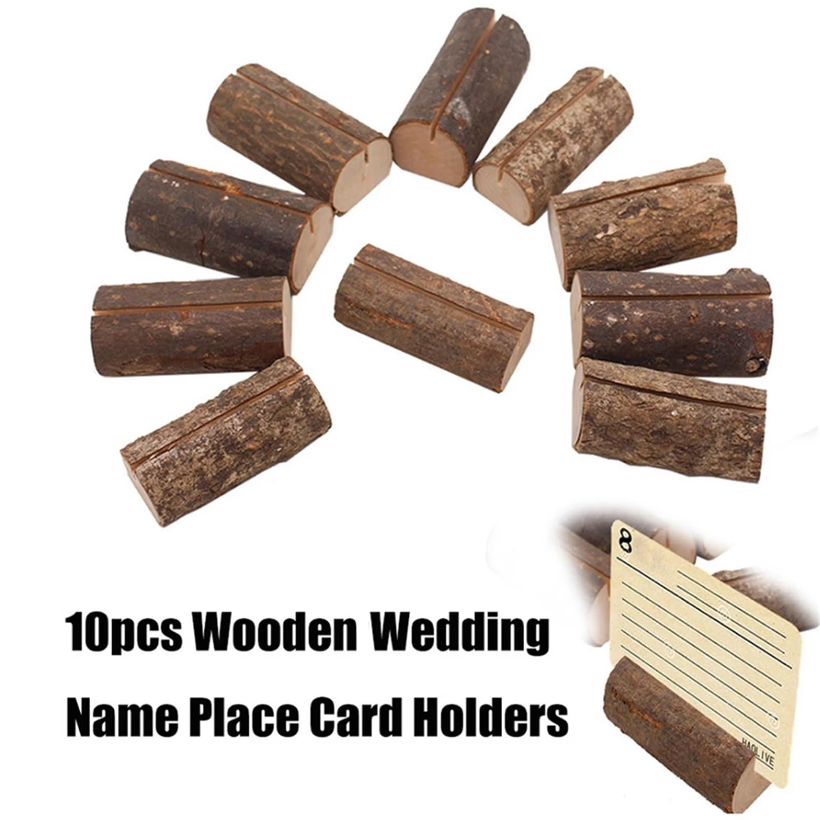 20–100 Stück Tischkartenhalter aus Holz für Hochzeit, Fototisch, Nummernständer (50 Stück)