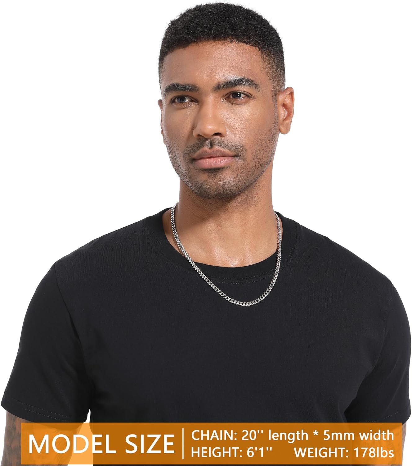 Chain for Men Stainless Steel Cuban Link Chain Necklace Silver Toned Mens Necklaces 18, 20, 22, 24, 26 Inch - Image 2