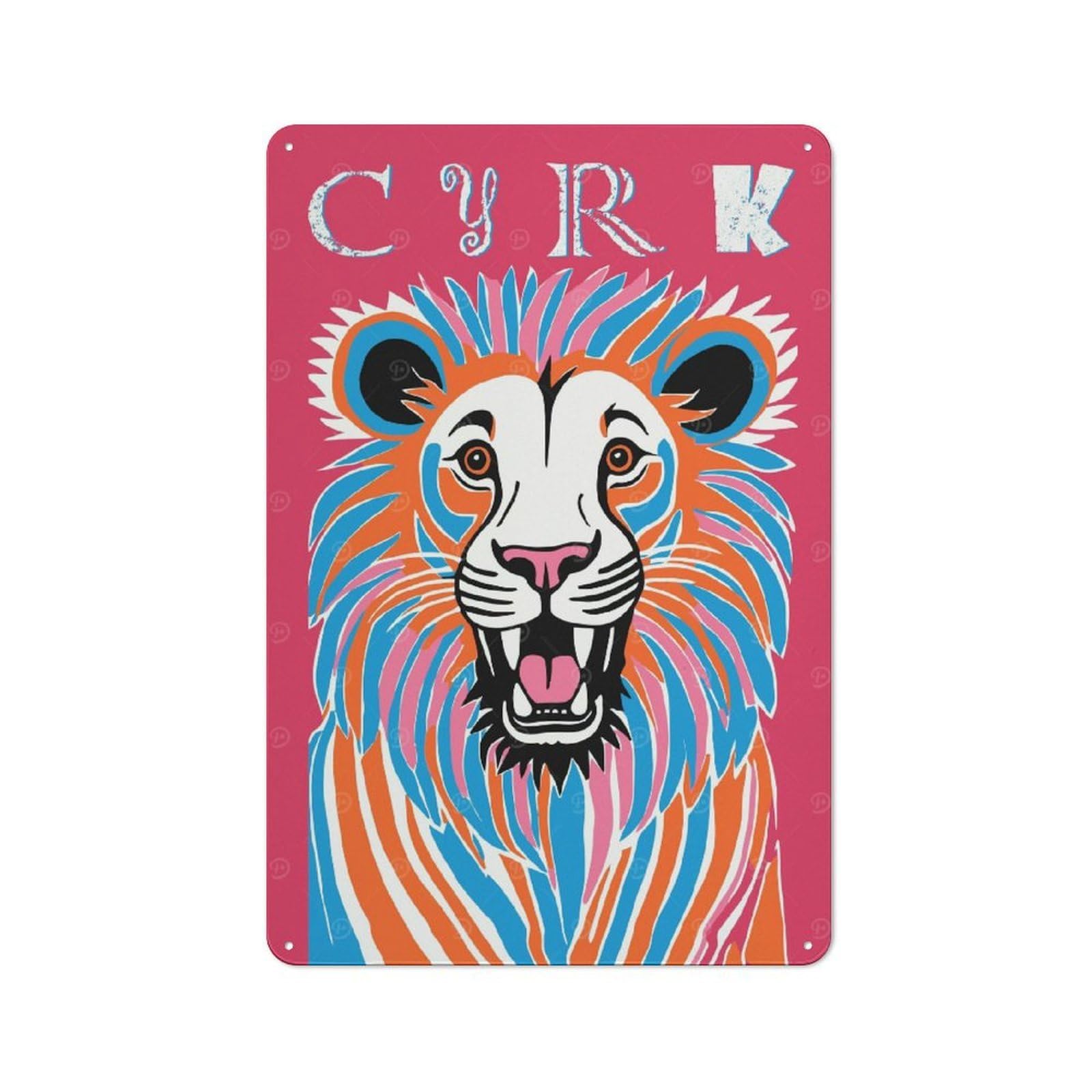 Junmoney Style-11 Cafe Style Decorative Metal Plaque 30X20cm Featuring Circus Pink Lion, Bistro Wall Plaque For Tea Room, Shop Wall Or Breakfast Area
