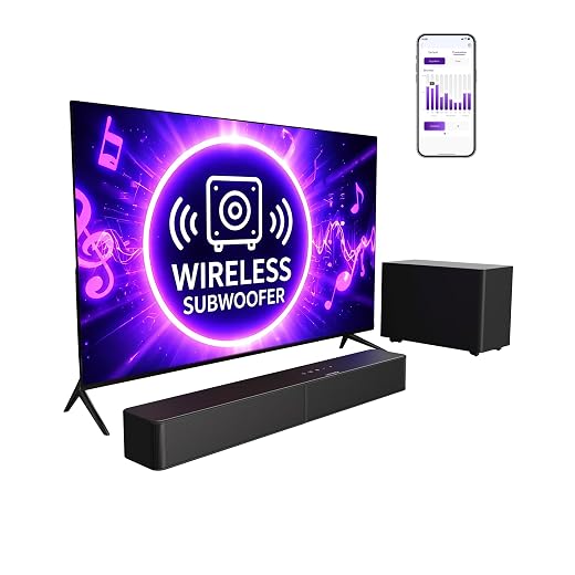 ULTIMEA Sound Bar with Wireless Subwoofer, 240W Peak Power, VoiceMX & BassMX, App Control, 2.1ch Soundbar for Smart TV, Adjustable Bass, HDMI, Optical, Bluetooth 6.0, Poseidon M30 (2026 Model)