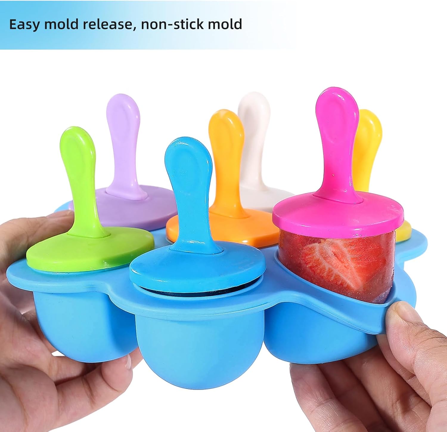 Silicone Popsicle Molds, Ice Pop Molds, Storage Container for Homemade Food, Kids Ice Cream DIY Pop Molds - BPA Free (Blue)