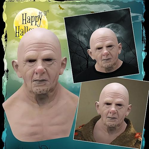 Miniatura 2 de ROTORS Máscara de anciano de Halloween, máscara realista de látex de cabeza completa, máscara de mascarada para cosplay, disfraz de fiesta de