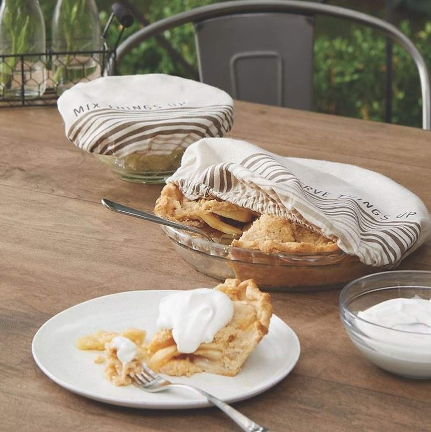 Together We Make A Family Cream 11 x 11 Cotton Linen Fabric Dish Covers Set of 3