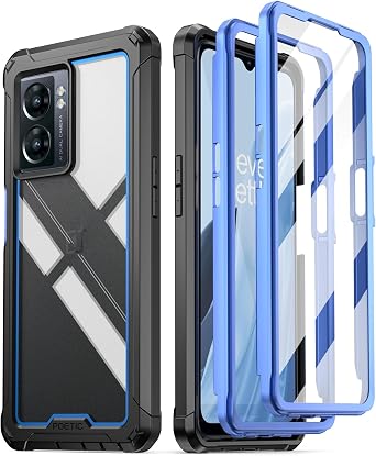 Poetic Guardian Series Case Designed for OnePlus Nord N300 5G, Full-Body Hybrid Shockproof Bumper Cover with Built-in Screen Protector, Blue/Clear