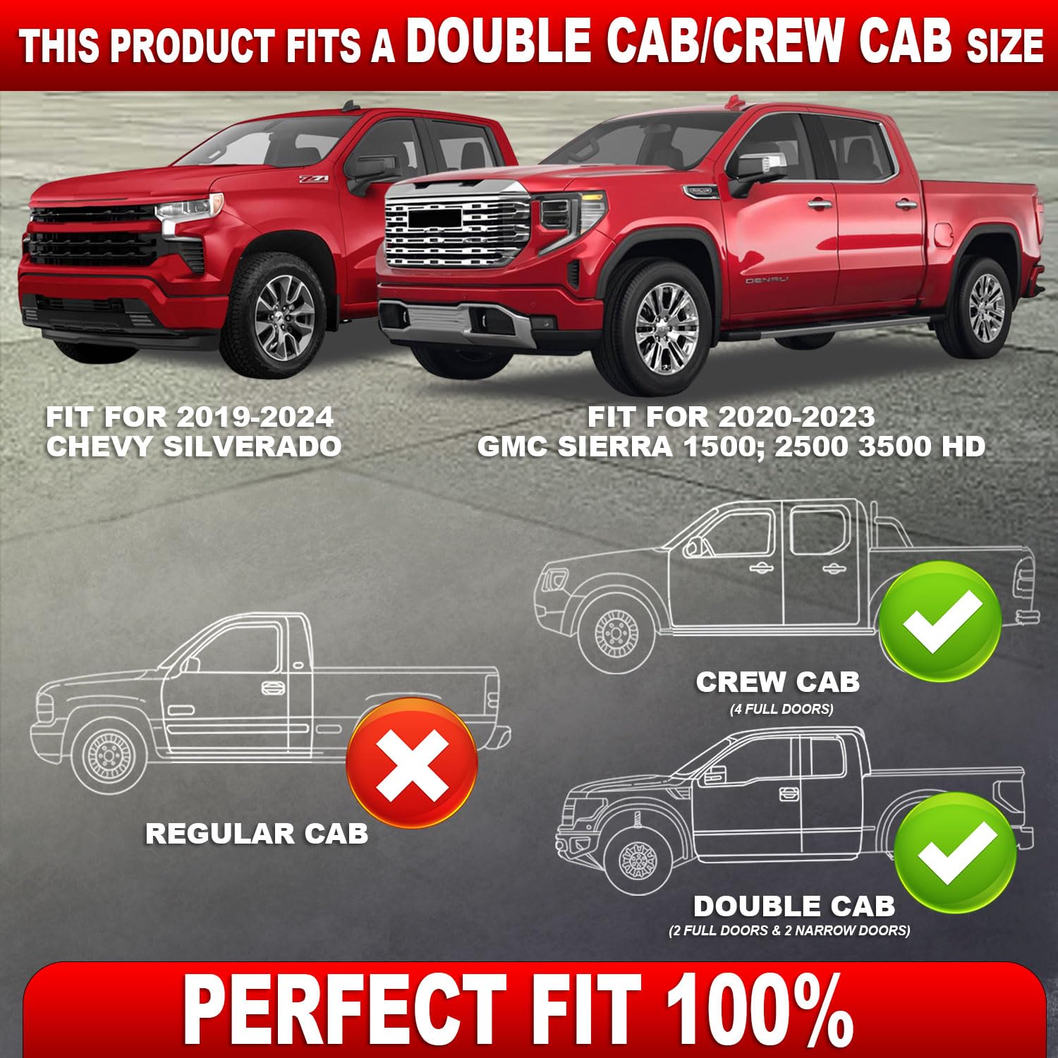 LKW-Untersitz-Organizer, faltbar, Ersatz für Chevy Silverado 1500/GMC Sierra 1500/2500HD/3500HD, Doppel- und Crew-Kabine, Untersitz-Werkzeugkasten für Silverado/Sierra-Zubehör