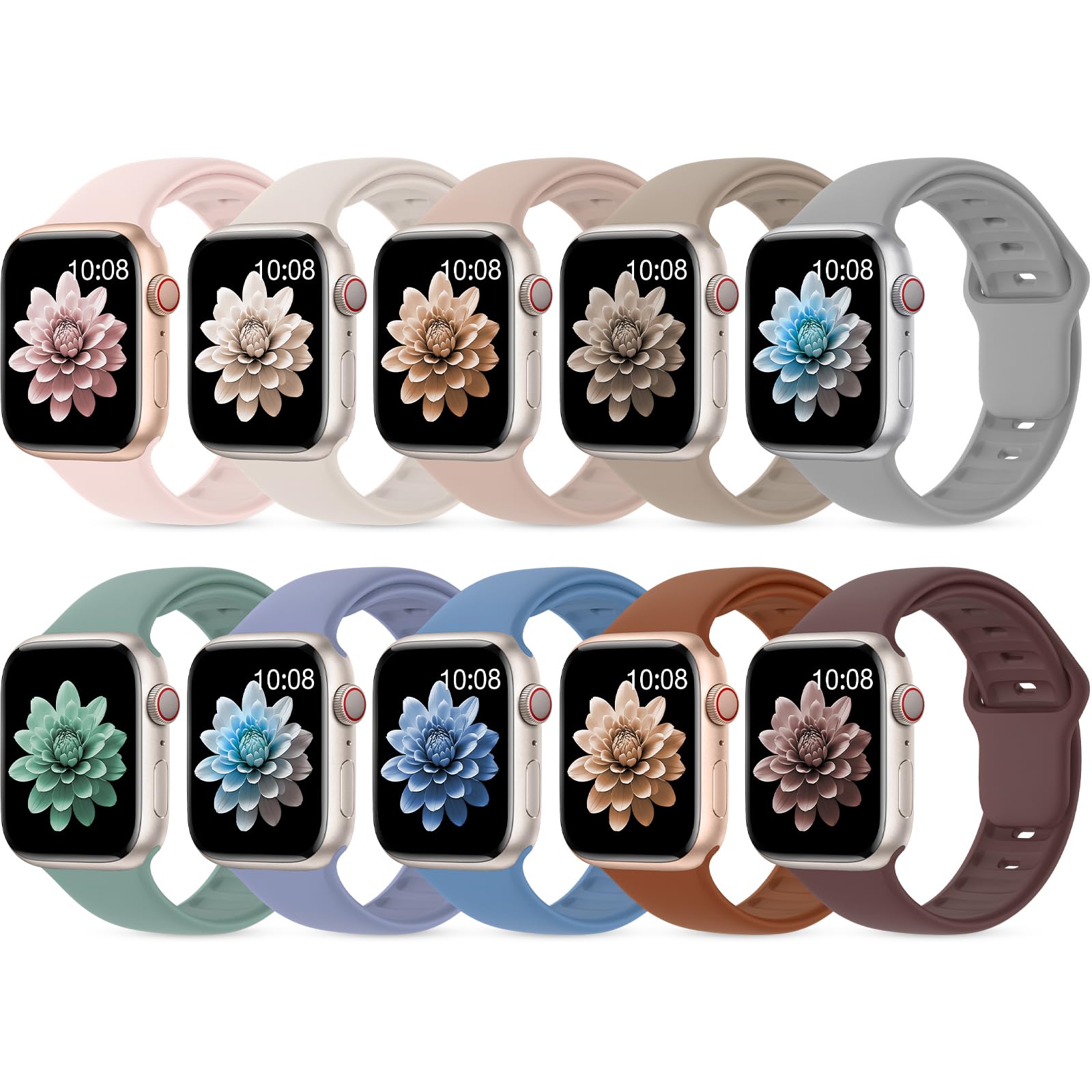 Photo 1 of 10 Pack Silicone Sport Bands Compatible with Apple Watch Band Women Men