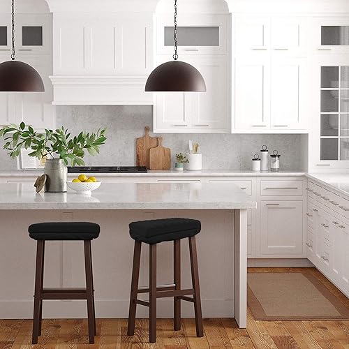 Miniatura 6 de baibu Juego de 2 cojines de taburete rectangulares, súper transpirables, cojines para taburete de bar con cuatro correas, solo 2 almohadillas