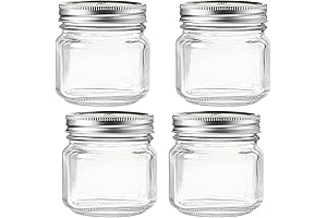 8oz Mason Jar - Set of 4 Durable and Versatile Glass Jars...