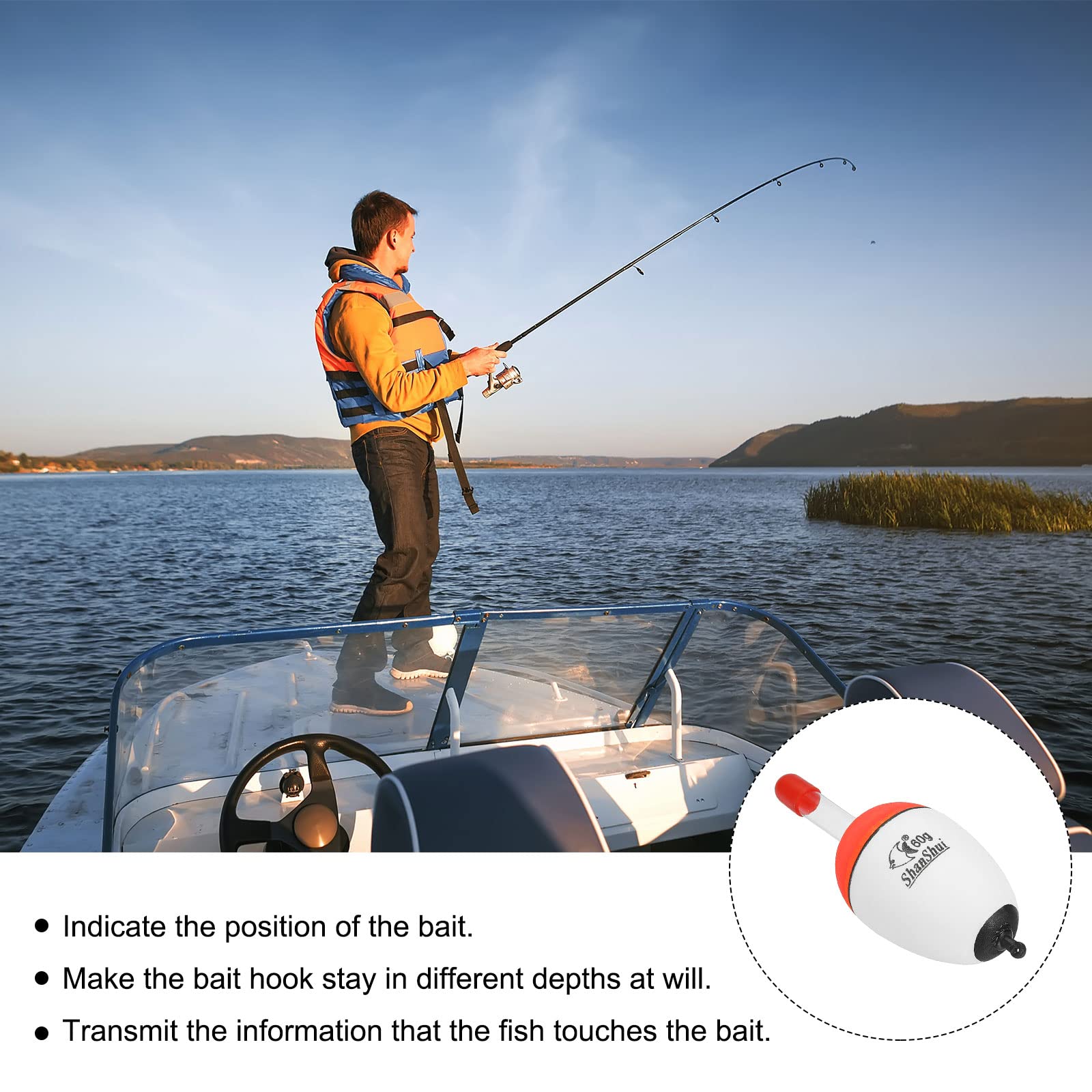PATIKIL Bobbers da pesca da 11,3 g, confezione da 5 galleggianti da pesca in EVA per acqua salata d'acqua dolce, bianco