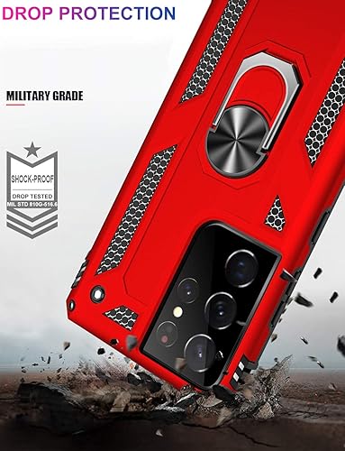 Miniatura 4 de IKAZZ Funda protectora para Galaxy S21 Ultra, de grado militar, a prueba de golpes, resistente, pasa prueba de caída de 16 pies con soporte