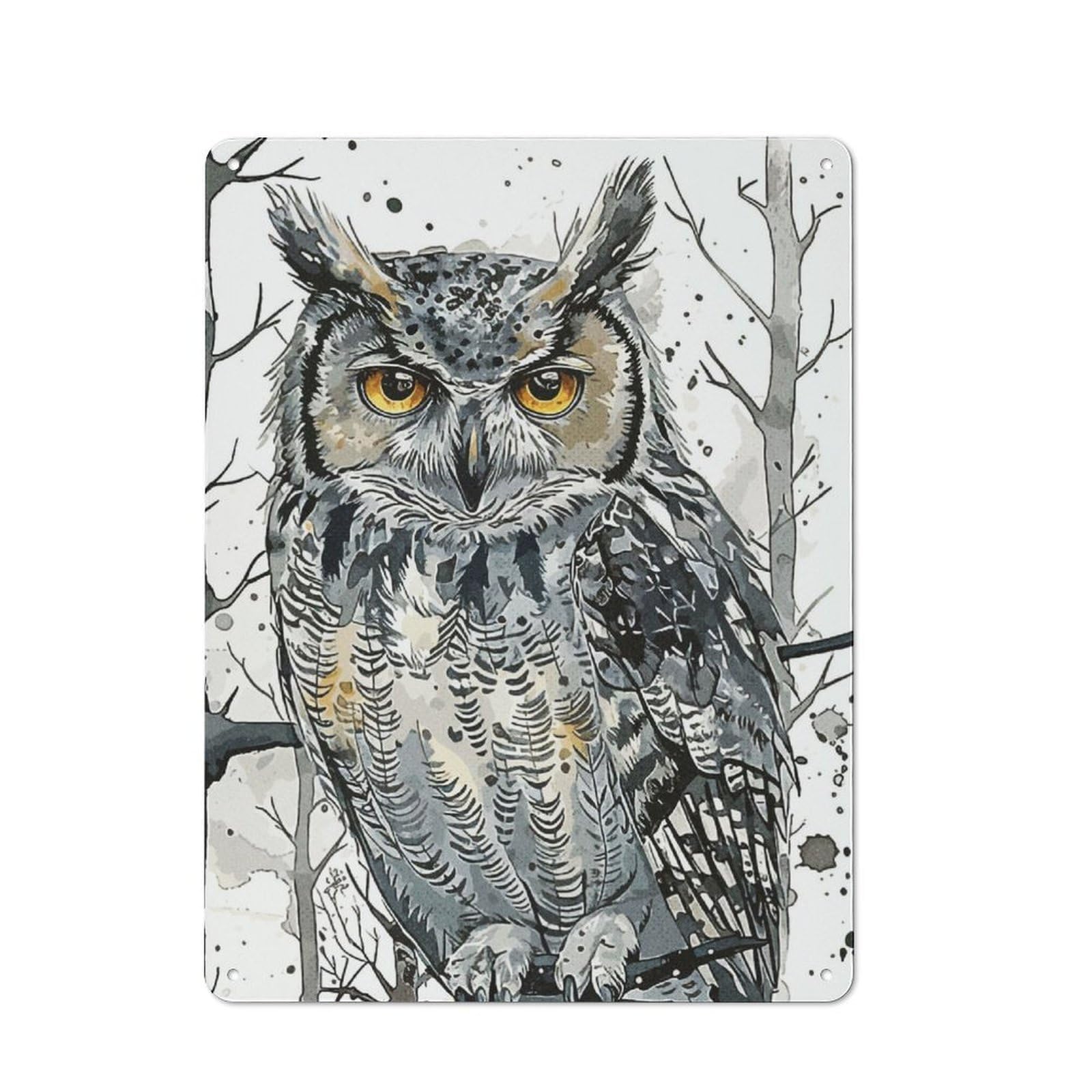 Junmoney Portrait Owl Paint Tin Sign 40X30cm For Workshop Wall, Vintage Wall Decor, For Metal Sign Collectors, For Garage And Workshop Walls