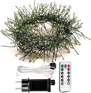 ZELUXDOT Luces de petardo de 10m, 300 LED de alambre verde, luces de hadas de interior de color blanco cálido con control remoto para dormitorio, boda, cumpleaños, fiesta, árbol de Navidad, jardín