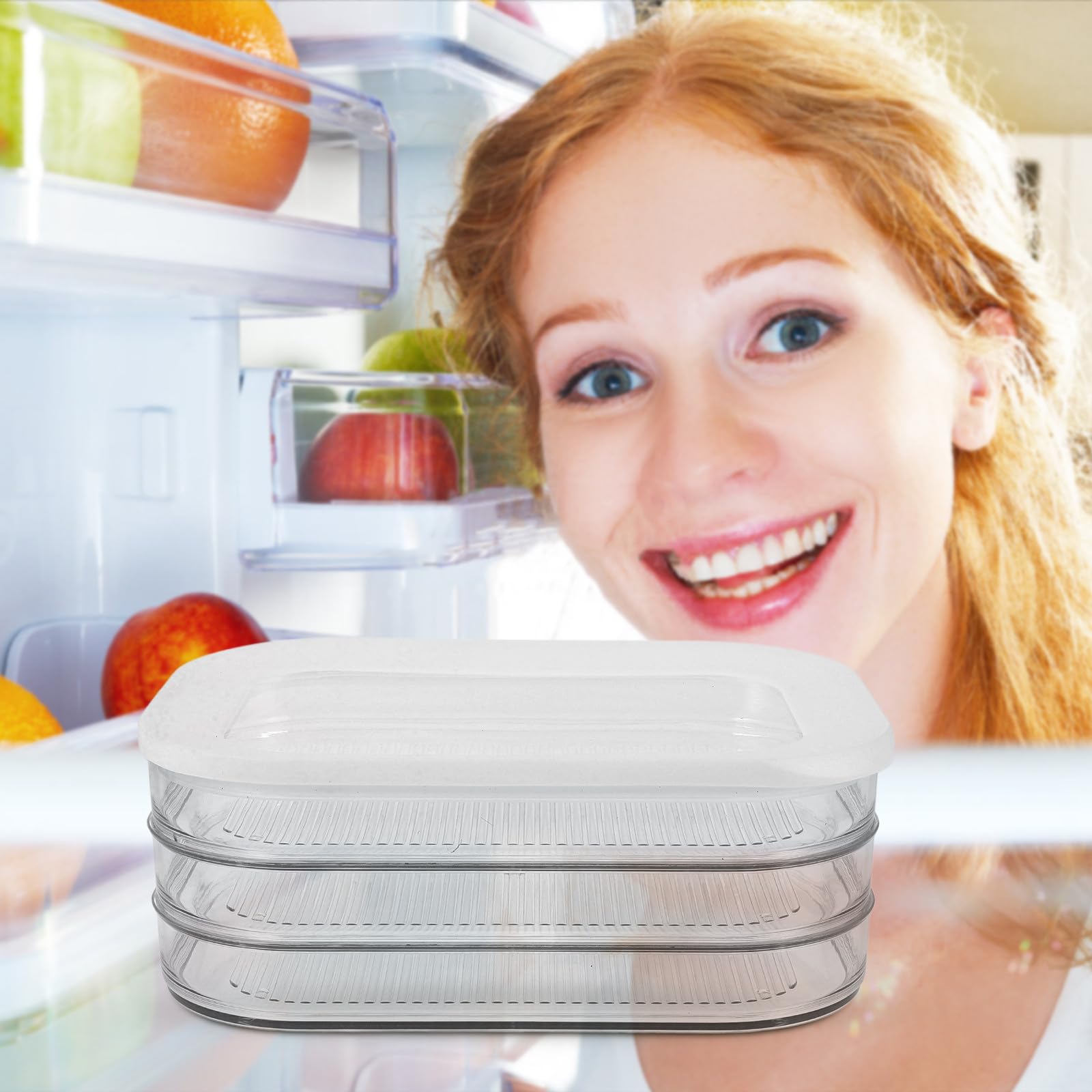 Caja Transparente para Conservar Alimentos Frescos y Organizados de Acrílico para Almacenamiento de Tocino y Queso Tapa Hermética en Frigorífico