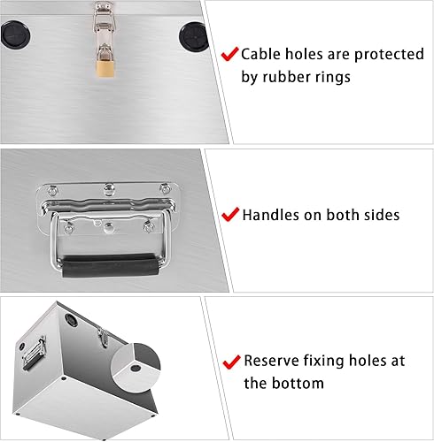 Miniatura 4 de Caja de batería de 12 V para cocheRVmarina, kit de reubicación de batería de acero inoxidable para remolque, barco, motor de arrastre, kayak (caja