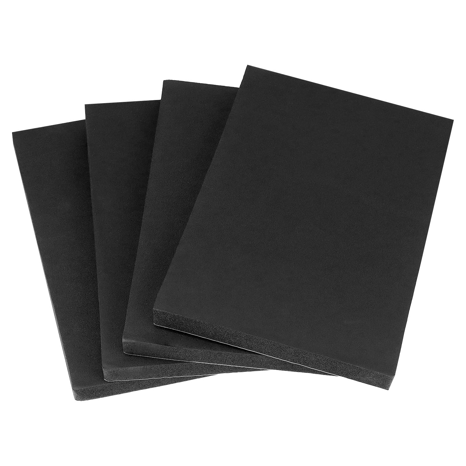 QWORK® 4Pcs Self Adhesive Neoprene Rubber Foam Sheets - 300x200x20mm,Impact & Vibration Resistant, Black