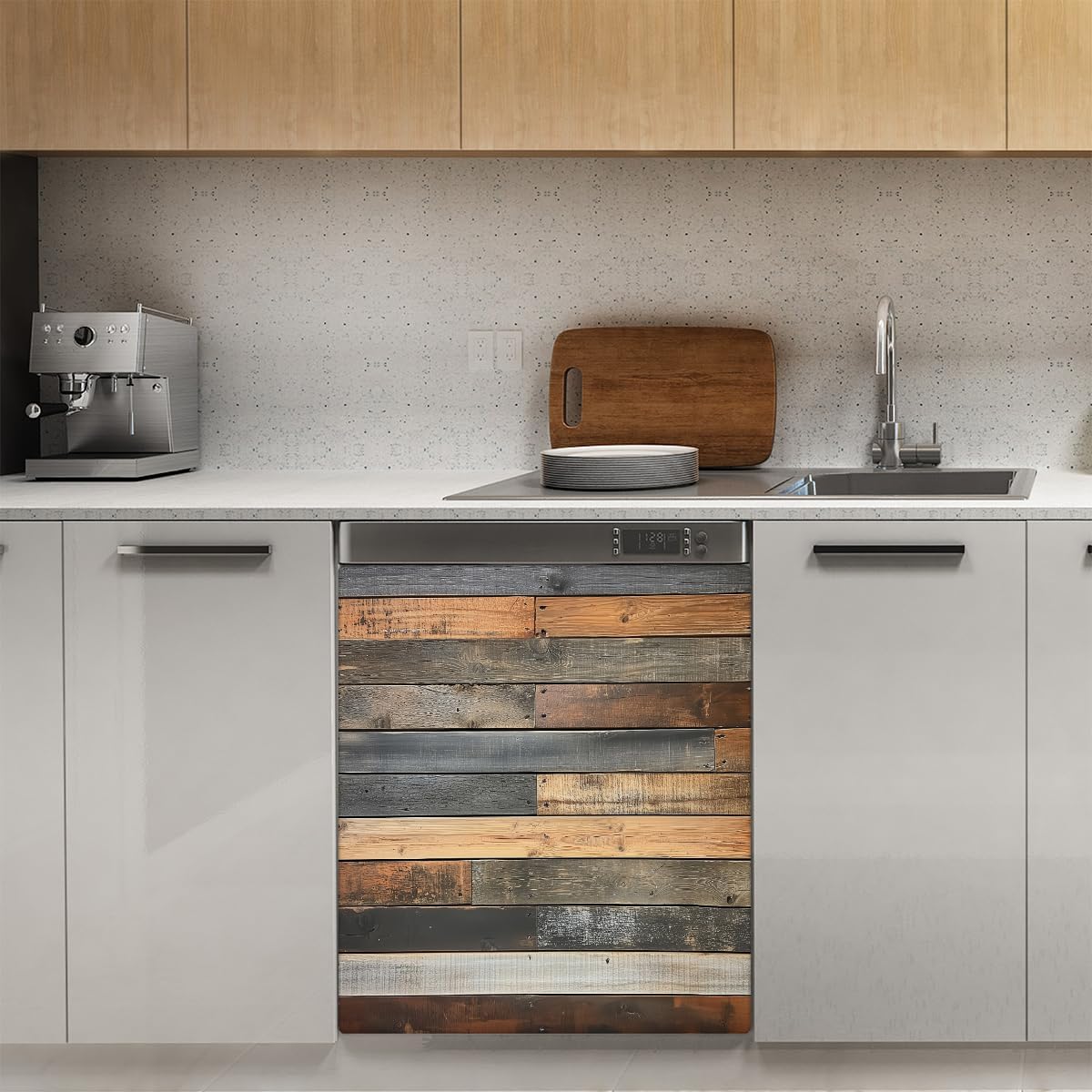 Wooden Dishwasher Magnet Cover Decorative Refrigerator Covers Magnetic Reusable Dishwasher Door Cover Kitchen Appliance Sticker Cover 23x26Inch