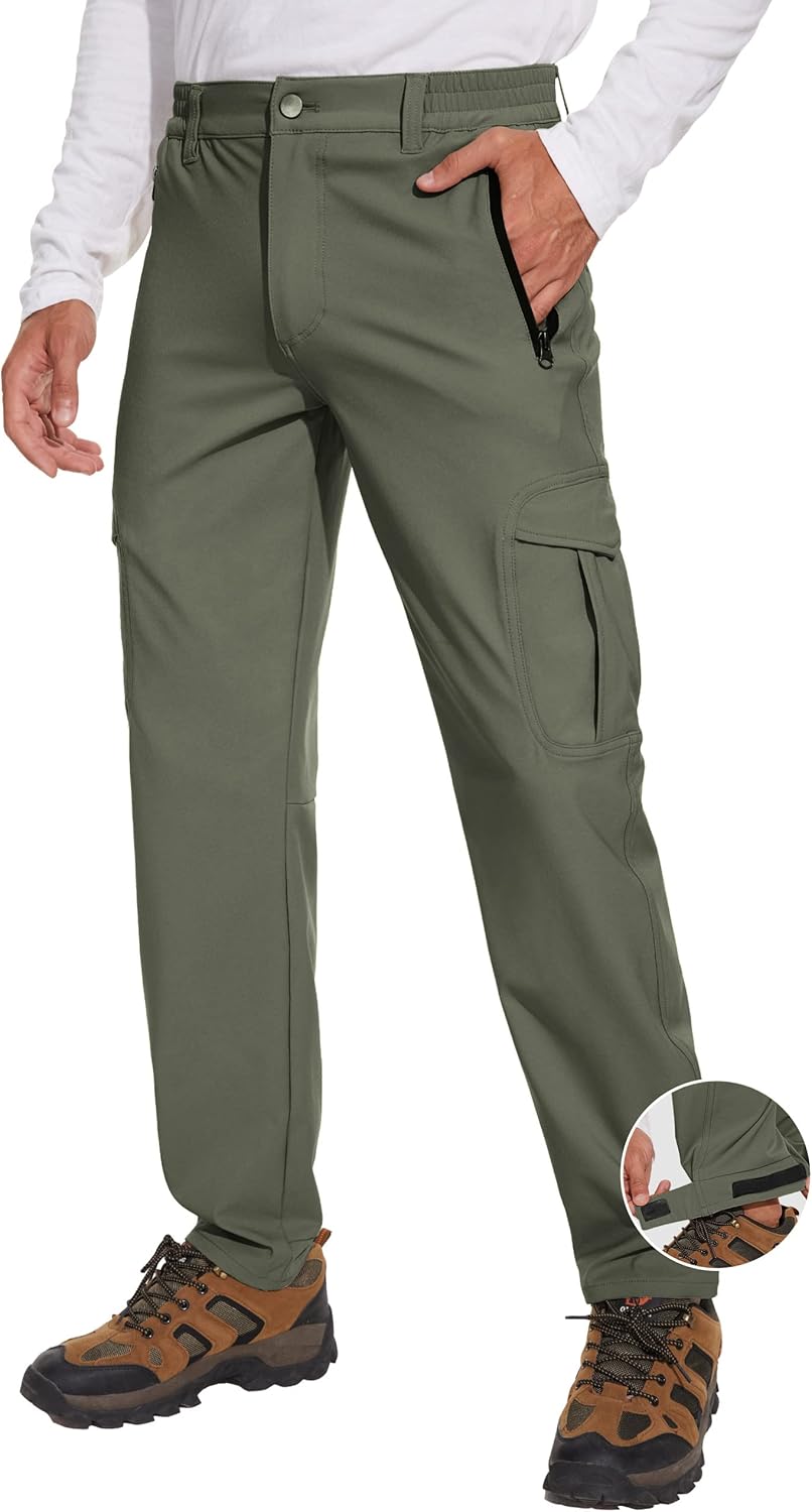 PULI Cargo Hiking Pants for Men Stretch Waterproof Quick Dry Relaxed Fit Travel Pants with