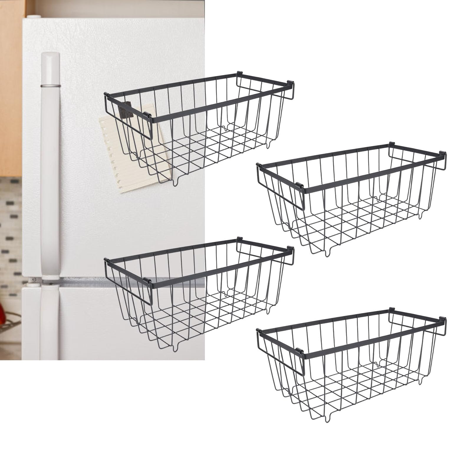Cestini portaoggetti per congelatore, 4 organizer in filo metallico per congelatore e frigorifero, soluzione resistente per organizzare gli alimenti