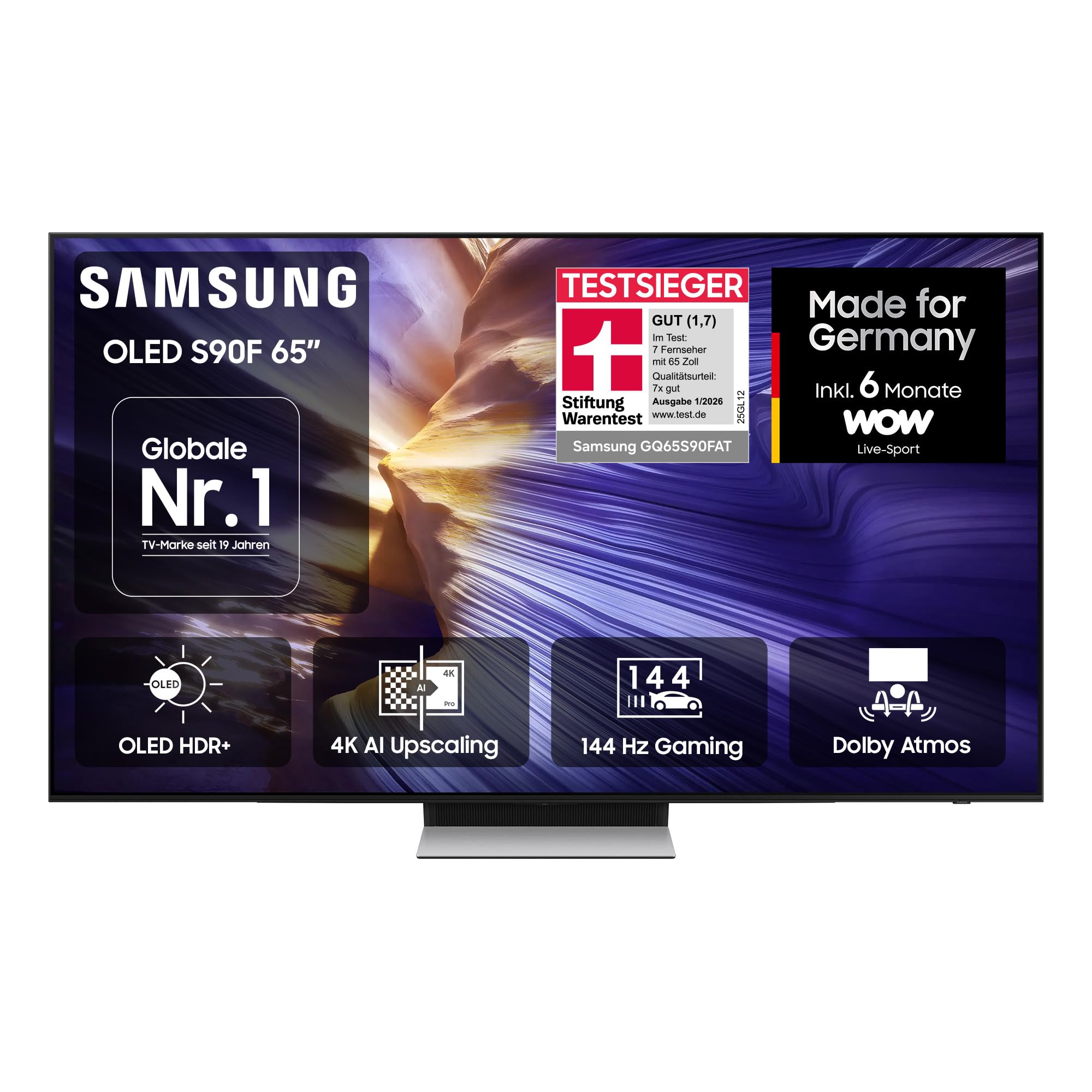 Samsung OLED 4K S90F – 65 Zoll, Neural Quantum 4K Gen3, OLED HDR+, 4K Upscaling Pro, Dolby Atmos