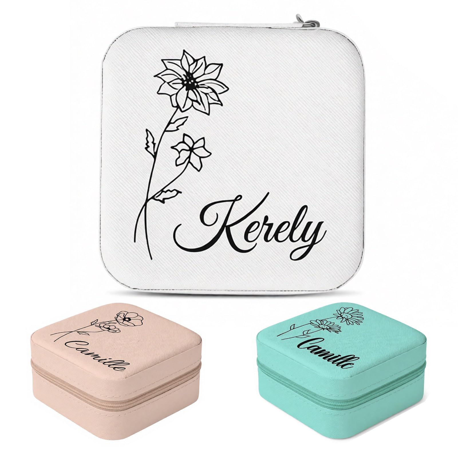 Custom Travel Jewelry Case – Personalized Jewelry Box with Name, Portable Jewelry Organizer for Rings, Earrings, Necklaces | Bridesmaid Proposal Gifts, Valentine’s Day Gifts for Women, Girls (Style 2)
