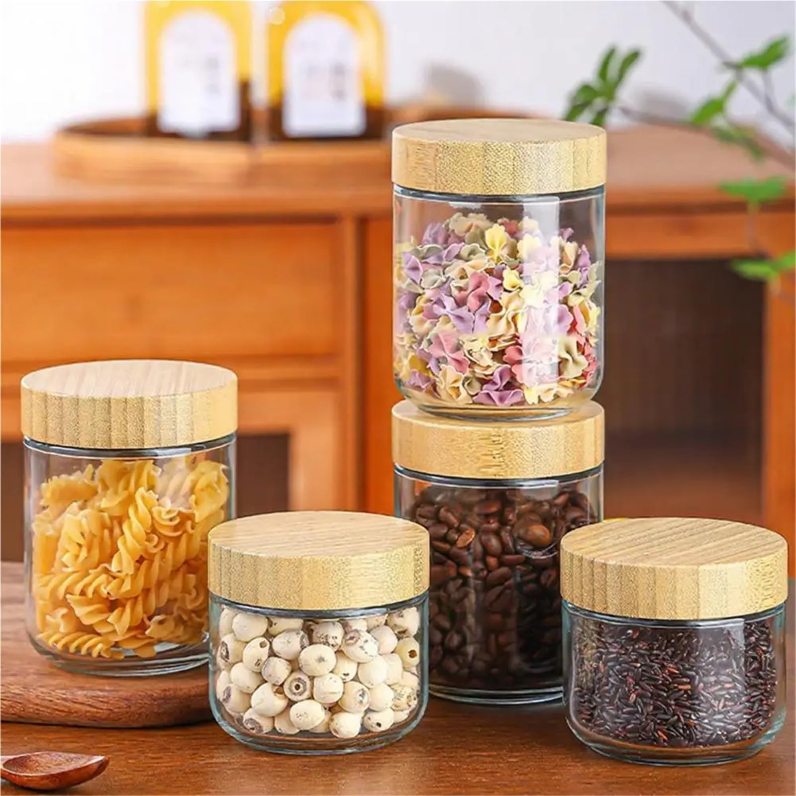 Barattolo per fiocchi d’avena notturni 4 pezzi barattolo di vetro ermetico a prova perdite contenitori for alimenti for insalata avena, yogurt, parfait for la colazione(480ml)