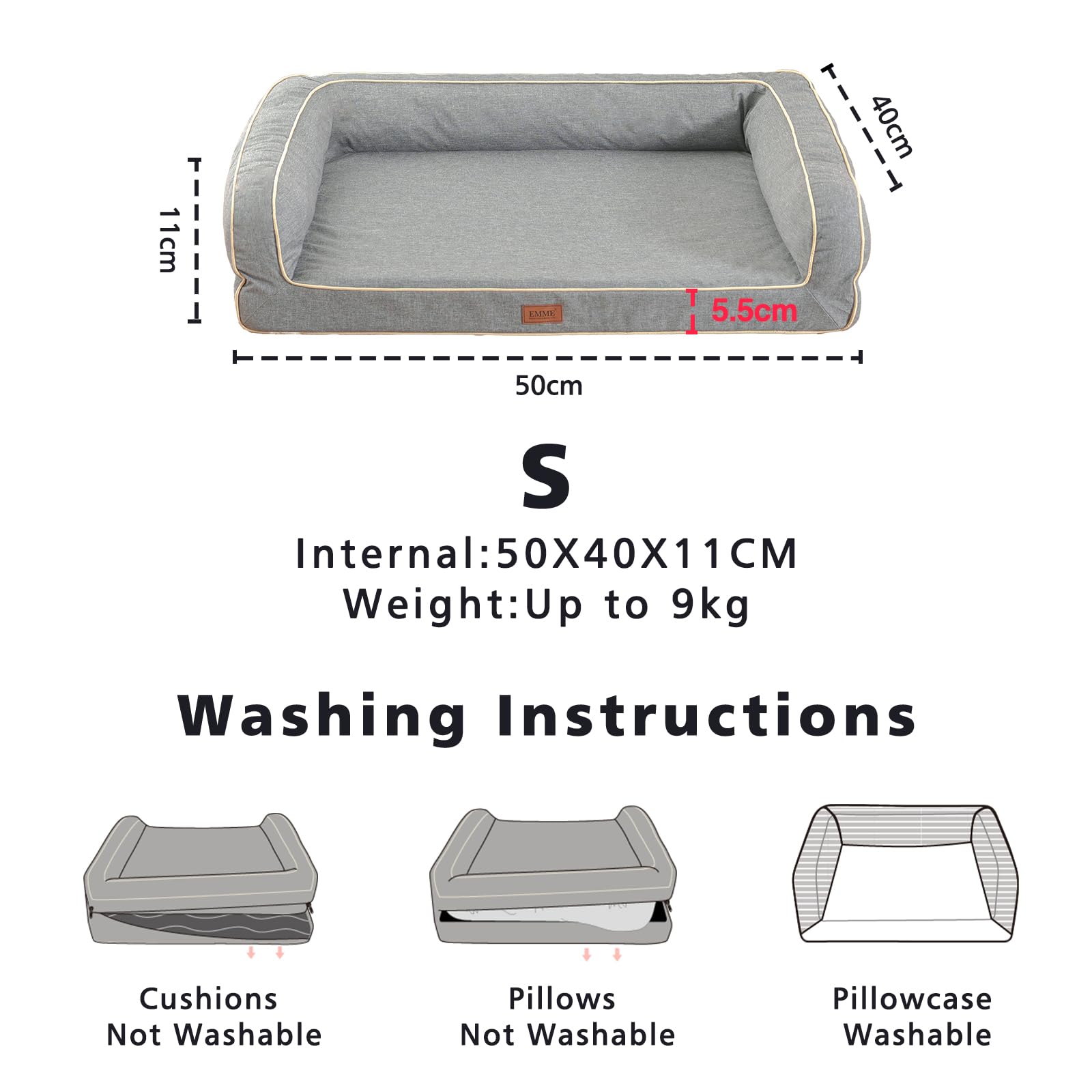 Cuccia Per Cani Piccola - Schiuma Ortopedica - Impermeabile - Fodera Lino Rimovibile - Blu